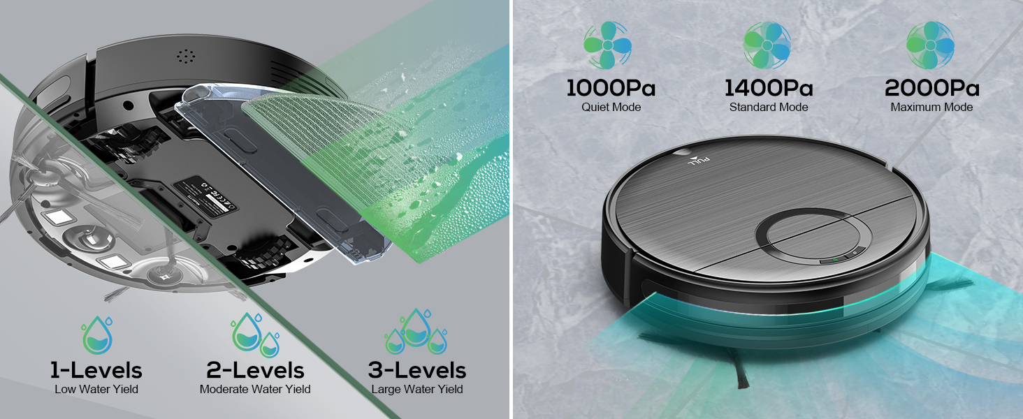 (G-B) Robot Vacuum Adjustable Water &amp; Suction- PC